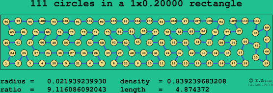 111 circles in a rectangle