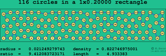 116 circles in a rectangle