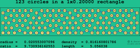 123 circles in a rectangle