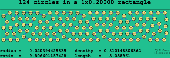124 circles in a rectangle