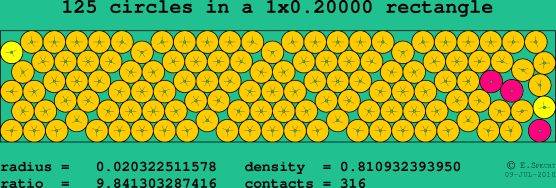 125 circles in a rectangle