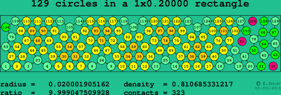 129 circles in a rectangle