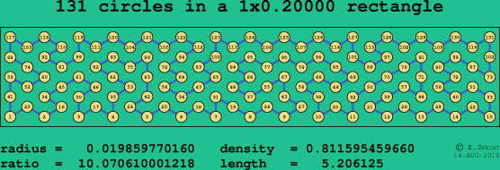 131 circles in a rectangle