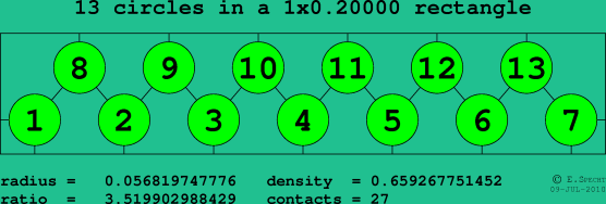 13 circles in a rectangle