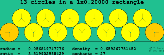 13 circles in a rectangle