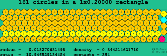 161 circles in a rectangle