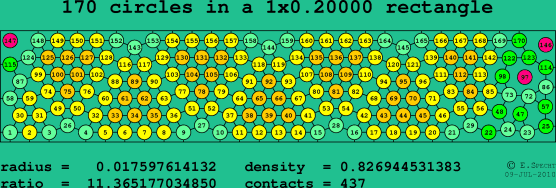 170 circles in a rectangle