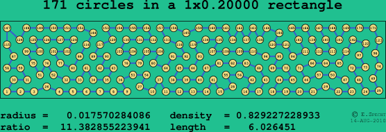 171 circles in a rectangle