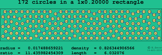172 circles in a rectangle