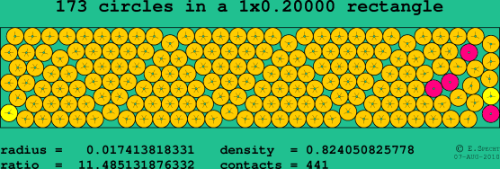 173 circles in a rectangle