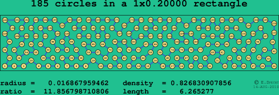 185 circles in a rectangle