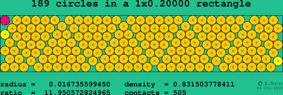 189 circles in a rectangle