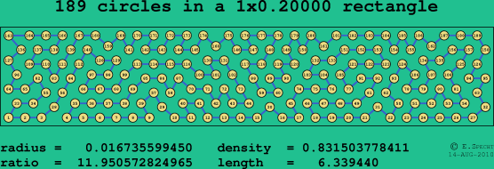 189 circles in a rectangle