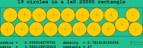 19 circles in a rectangle