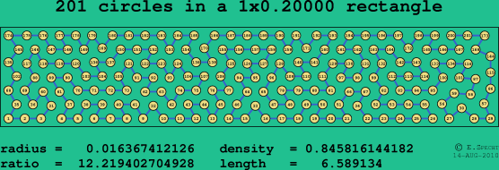 201 circles in a rectangle