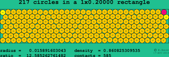 217 circles in a rectangle
