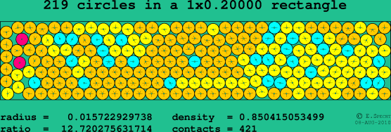 219 circles in a rectangle