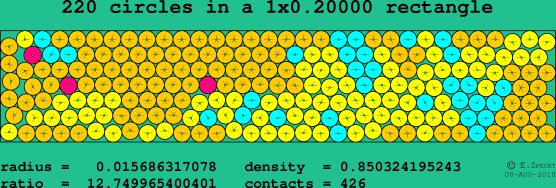 220 circles in a rectangle