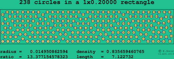 238 circles in a rectangle