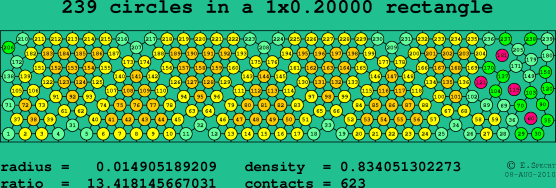 239 circles in a rectangle