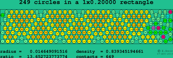 249 circles in a rectangle