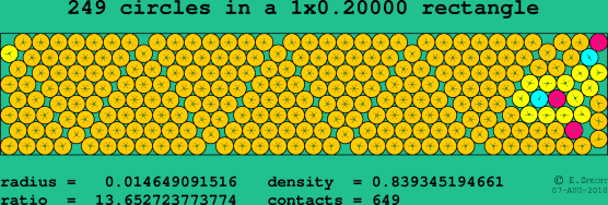 249 circles in a rectangle
