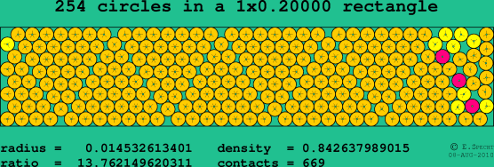 254 circles in a rectangle