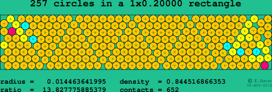 257 circles in a rectangle