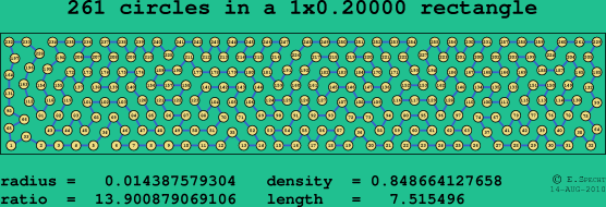 261 circles in a rectangle