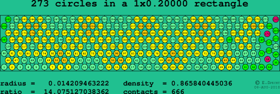 273 circles in a rectangle
