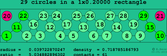 29 circles in a rectangle