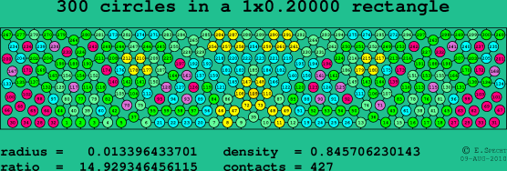 300 circles in a rectangle