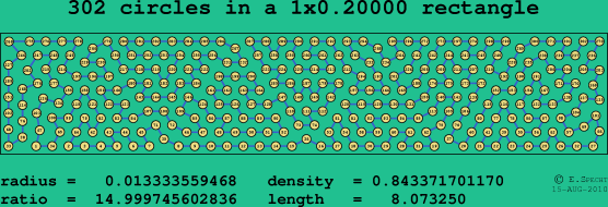 302 circles in a rectangle