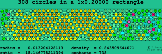 308 circles in a rectangle