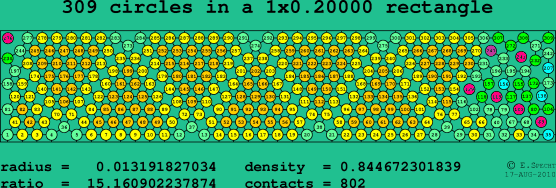 309 circles in a rectangle