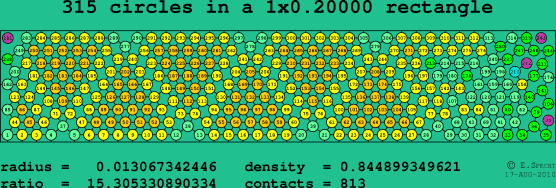 315 circles in a rectangle