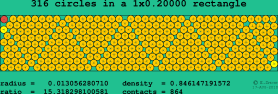 316 circles in a rectangle