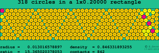 318 circles in a rectangle