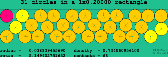 31 circles in a rectangle