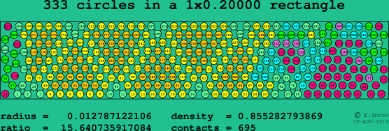 333 circles in a rectangle