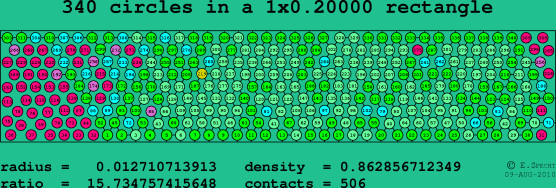 340 circles in a rectangle