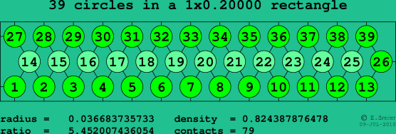 39 circles in a rectangle