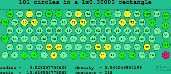101 circles in a rectangle