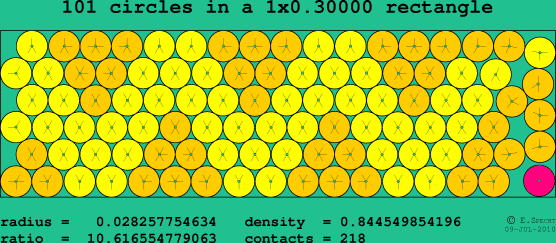 101 circles in a rectangle