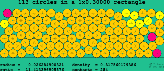 113 circles in a rectangle