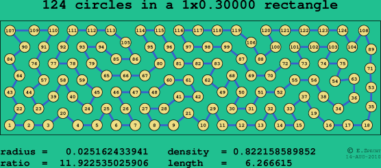 124 circles in a rectangle