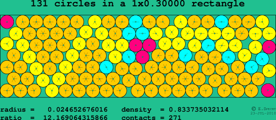 131 circles in a rectangle