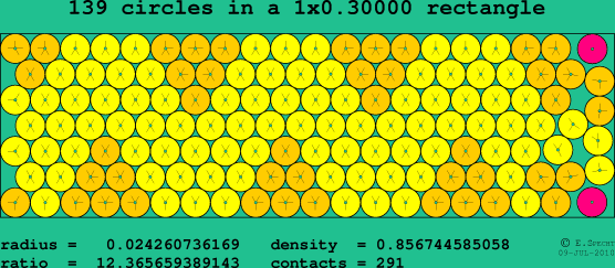 139 circles in a rectangle