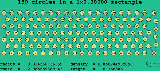 139 circles in a rectangle
