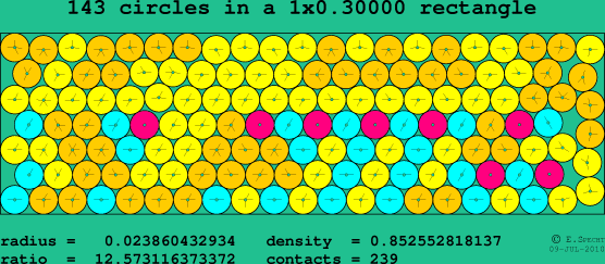 143 circles in a rectangle